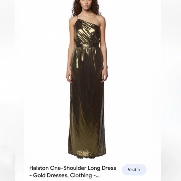 Halston one shoulder maxi dress size 8
